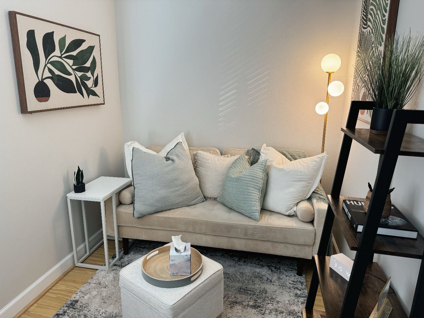 Debra Mulcahy's private office at Orlando Thrive Therapy, a quiet space for professional counseling.