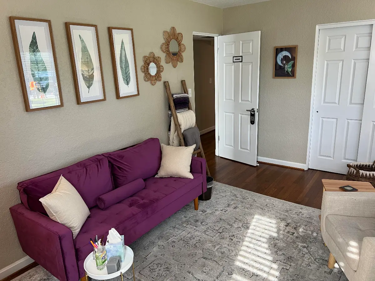 Therapist Krista Knowles' private counseling office at Orlando Thrive Therapy in Downtown Orlando.