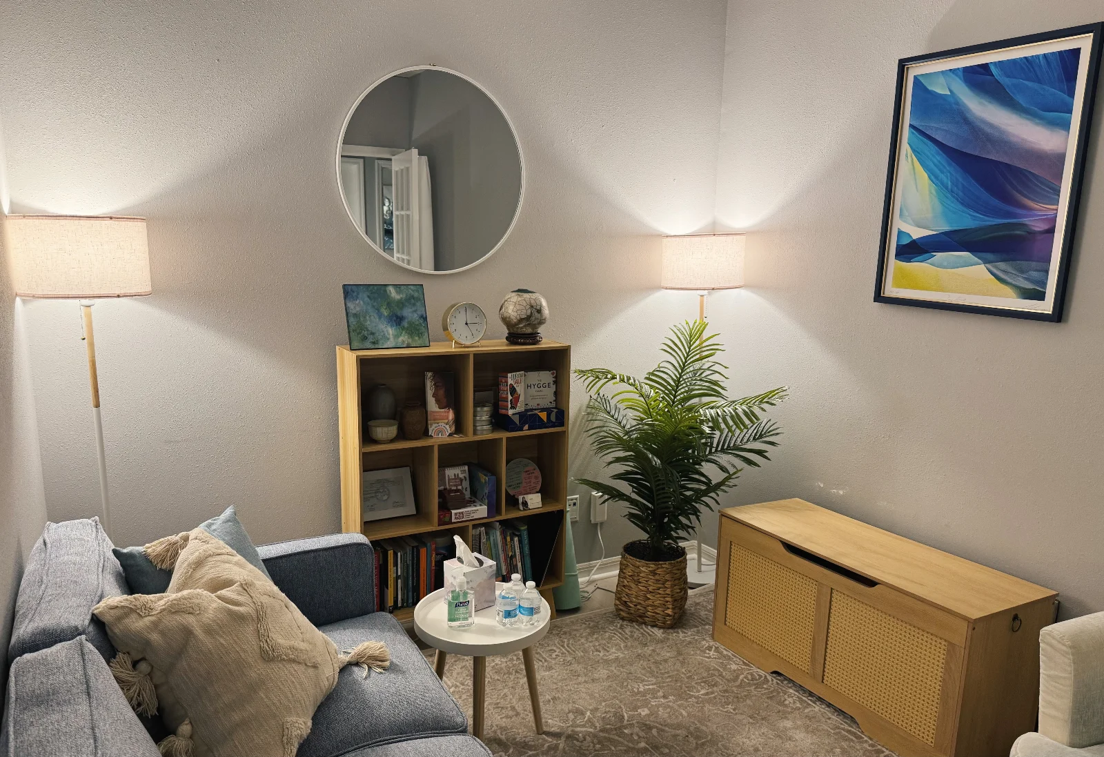 Marie Howlett's counseling office at Orlando Thrive Therapy, a calm space for therapy in Orlando.