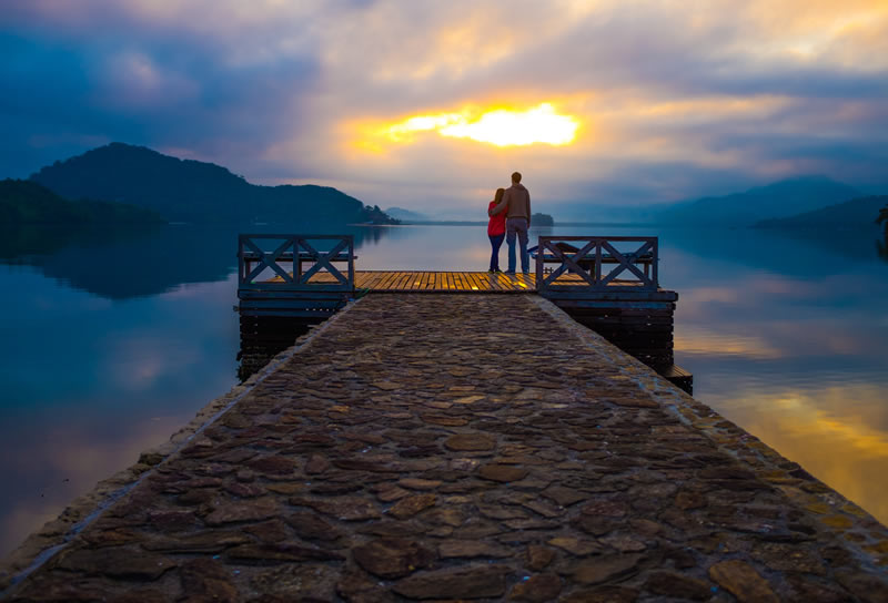 Couple watching sunset